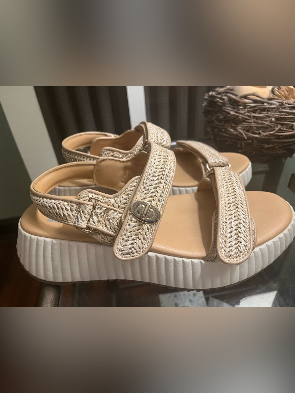 Dolce Vita Beige Braided Platform Sandals